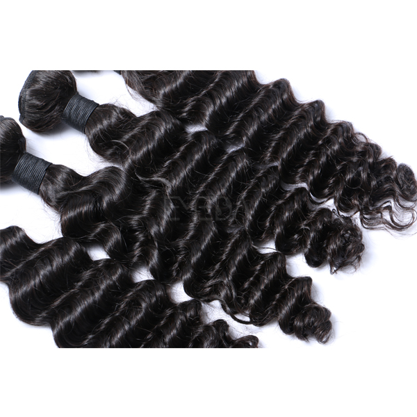 Deep wave wavy wefted human hair extensions CX067